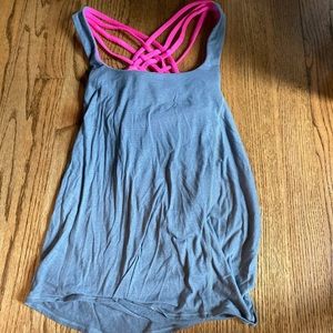 Lululemon Grey Tank with Built-In Pink Sports Bra
